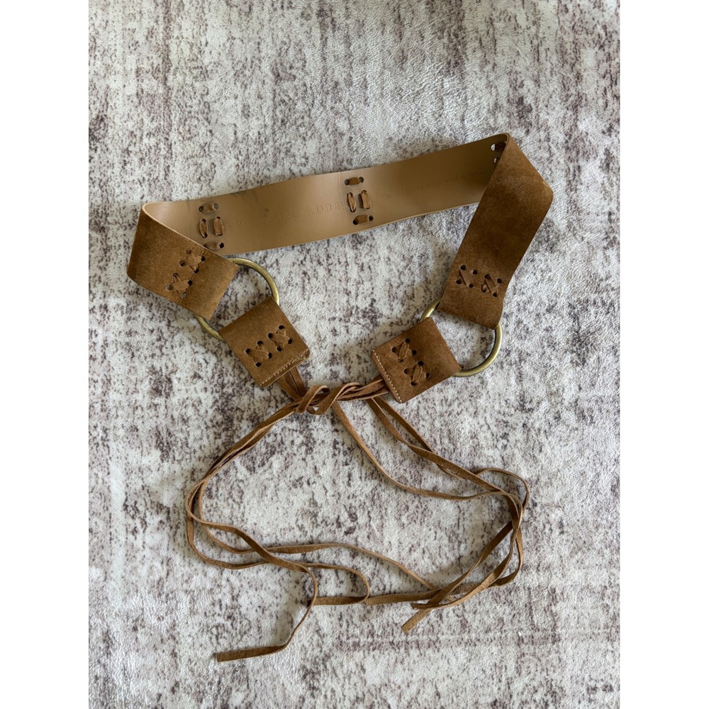 Steve Madden Brown Suede Leather Boho Western Tie Belt Size S/M - Picture 1 of 5
